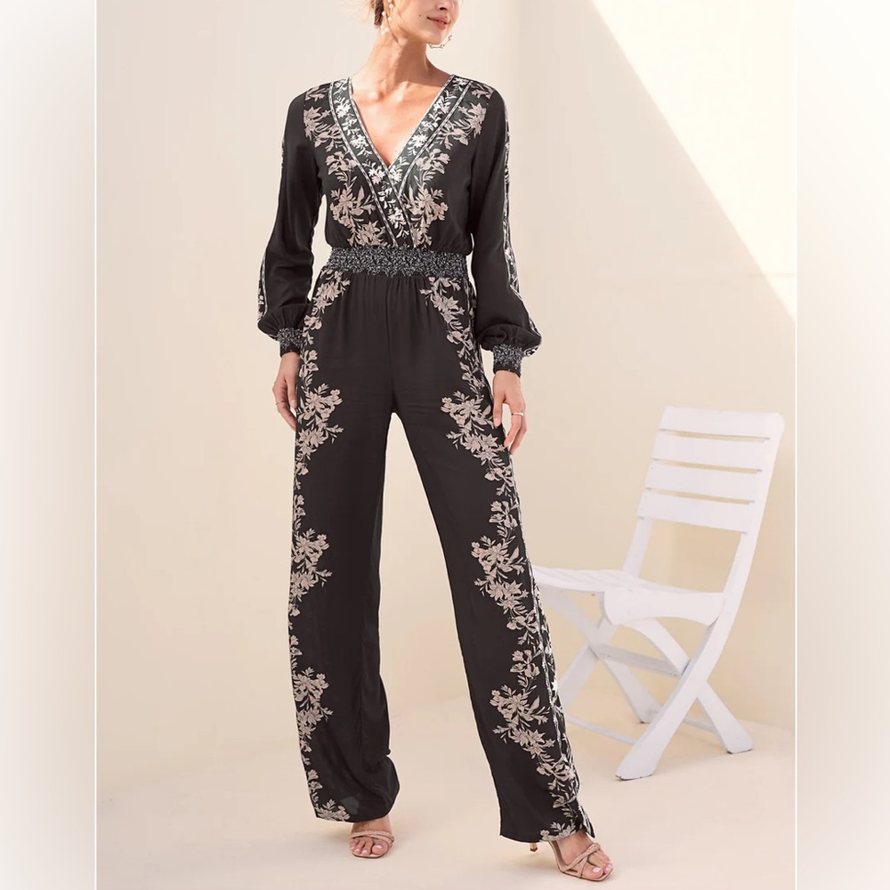 💕❤️Leaf Print Smocked Jumpsuit❤️💕